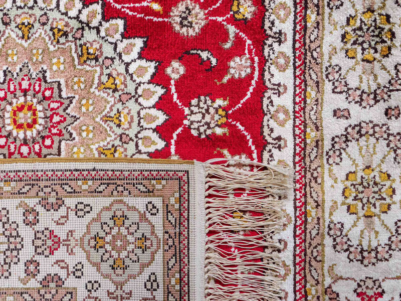 Tapis en soie - Soie chinoise - 120 x 77 cm - rouge