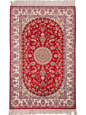 Tapis en soie - Soie chinoise - 119 x 76 cm - rouge
