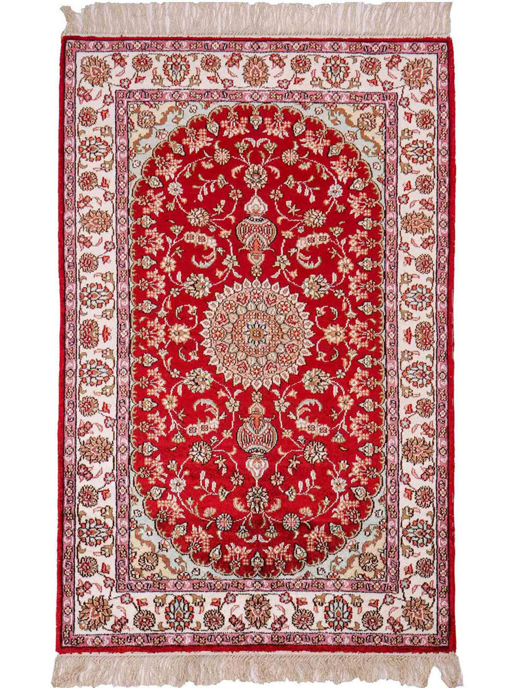 Tapis en soie - Soie chinoise - 119 x 76 cm - rouge