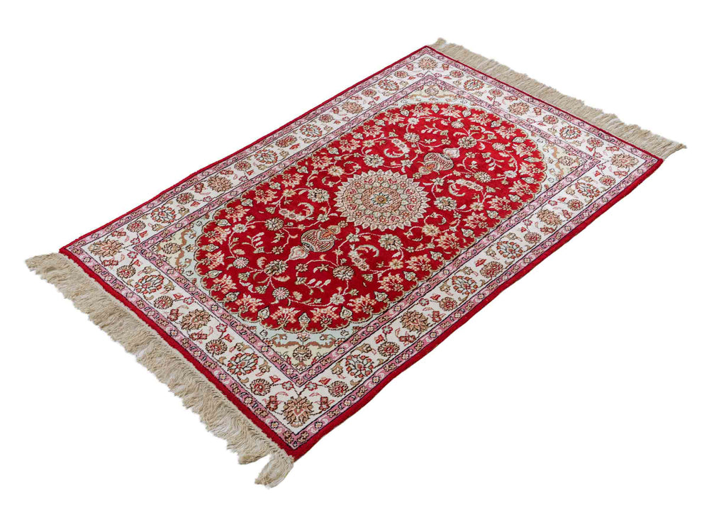 Tapis en soie - Soie chinoise - 119 x 76 cm - rouge