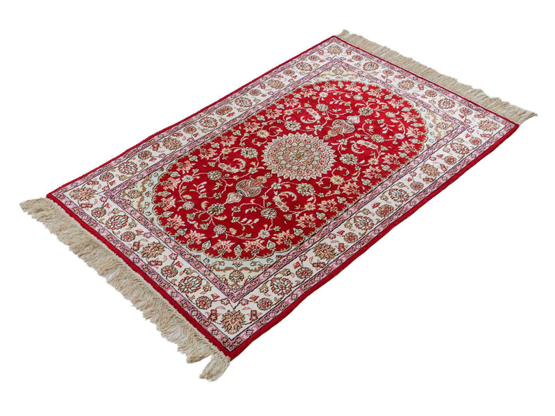 Tapis en soie - Soie chinoise - 119 x 76 cm - rouge