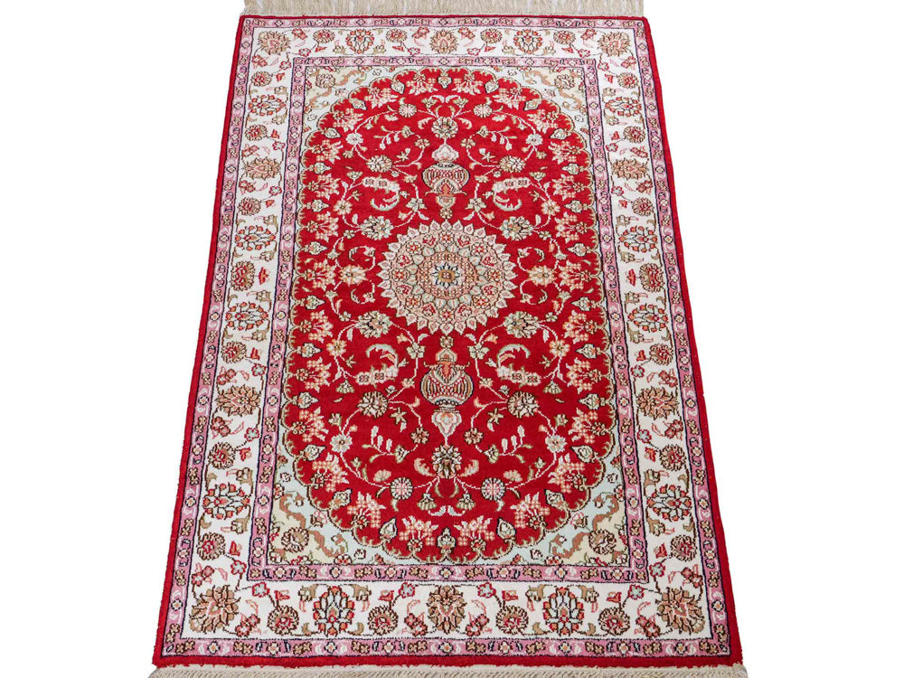 Tapis en soie - Soie chinoise - 119 x 76 cm - rouge
