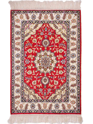 Tapis en soie - Soie chinoise - 89 x 60 cm - rouge