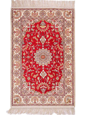 Tapis en soie - Soie chinoise - 92 x 60 cm - rouge