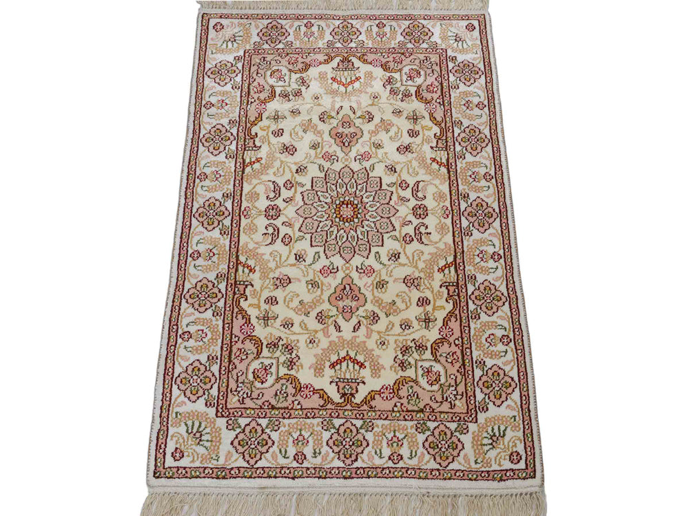 Seidenteppich - China Seide - 89 x 60 cm - hellbeige