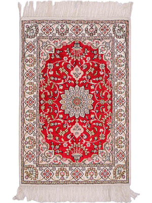 Tapis en soie - Soie chinoise - 89 x 62 cm - rouge