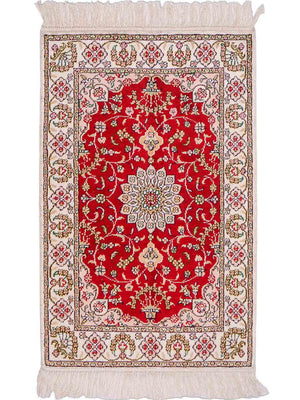 Tapis en soie - Soie chinoise - 89 x 62 cm - rouge