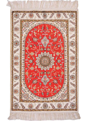Tapis en soie - Soie chinoise - 93 x 61 cm - rouge
