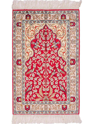 Tapis en soie - Soie chinoise - 87 x 58 cm - rouge clair