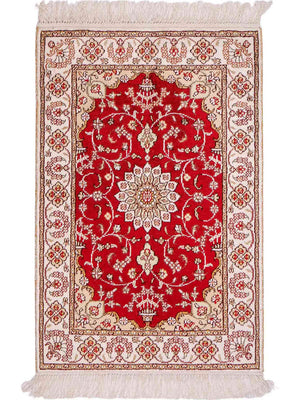 Tapis en soie - Soie chinoise - 89 x 62 cm - rouge