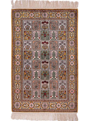 Tapis en soie - Soie chinoise - 92 x 62 cm - multicolore
