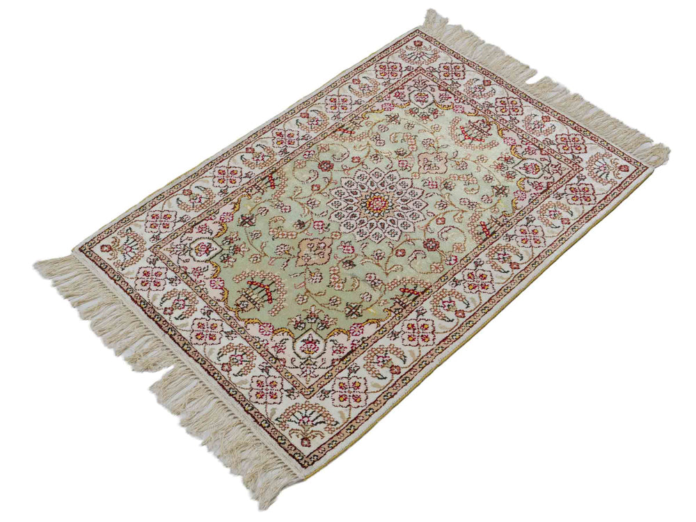 Tapis en soie - Soie chinoise - 92 x 63 cm - sable