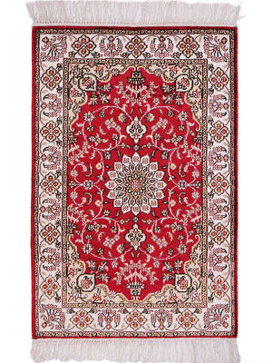 Tapis en soie - Soie chinoise - 91 x 62 cm - rouge