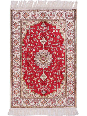 Tapis en soie - Soie chinoise - 89 x 61 cm - rouge