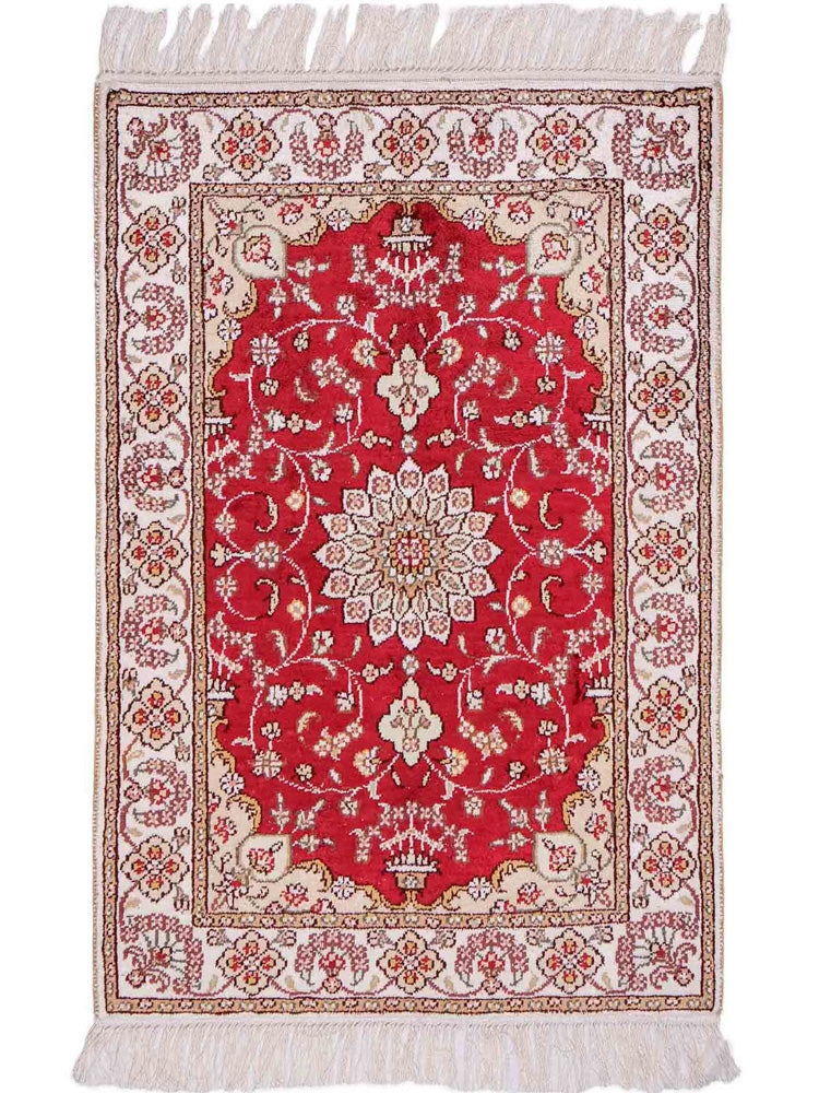Tapis en soie - Soie chinoise - 89 x 61 cm - rouge