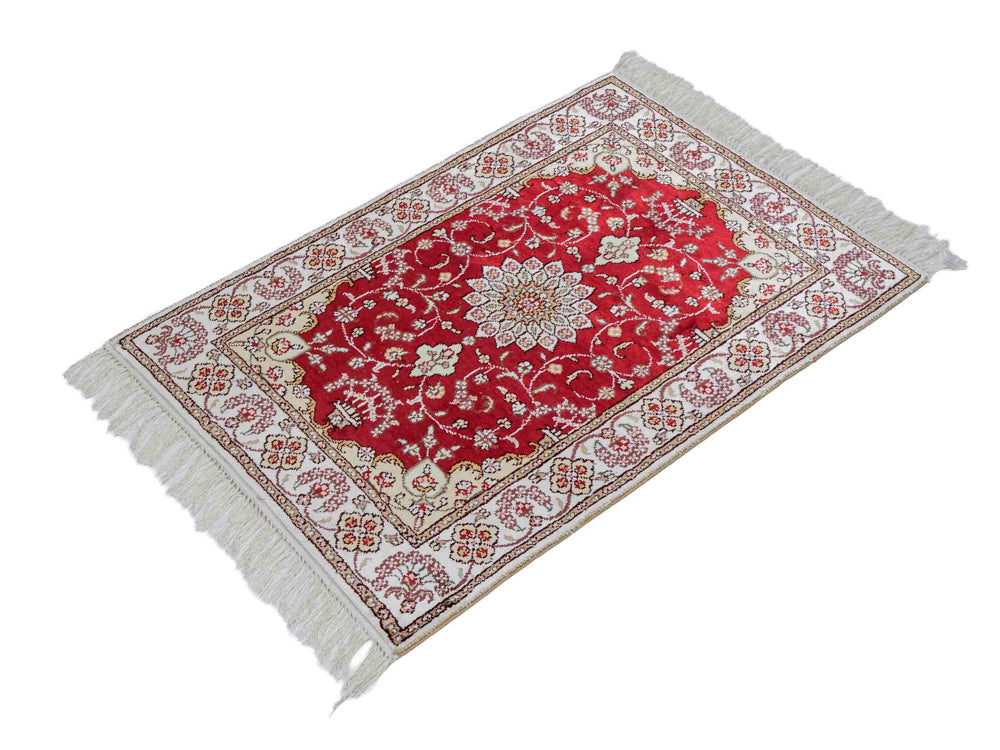 Tapis en soie - Soie chinoise - 89 x 61 cm - rouge