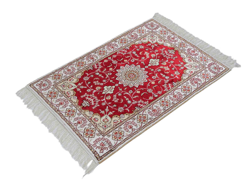 Tapis en soie - Soie chinoise - 89 x 61 cm - rouge