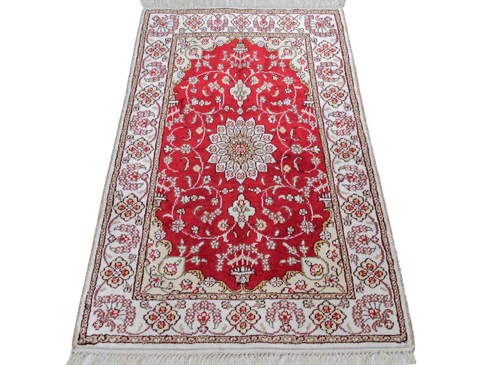 Tapis en soie - Soie chinoise - 89 x 61 cm - rouge