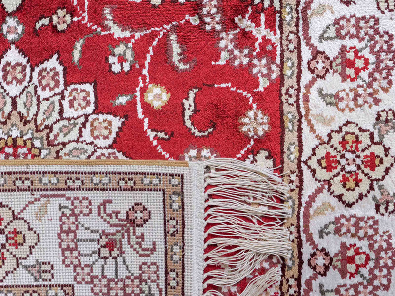 Tapis en soie - Soie chinoise - 89 x 61 cm - rouge