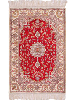 Tapis en soie - Soie chinoise - 91 x 60 cm - rouge