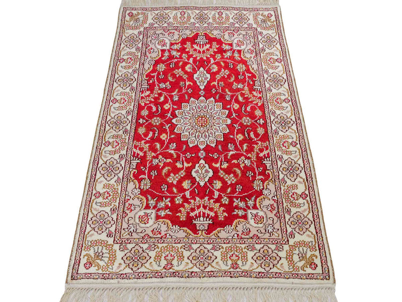 Tapis en soie - Soie chinoise - 91 x 60 cm - rouge