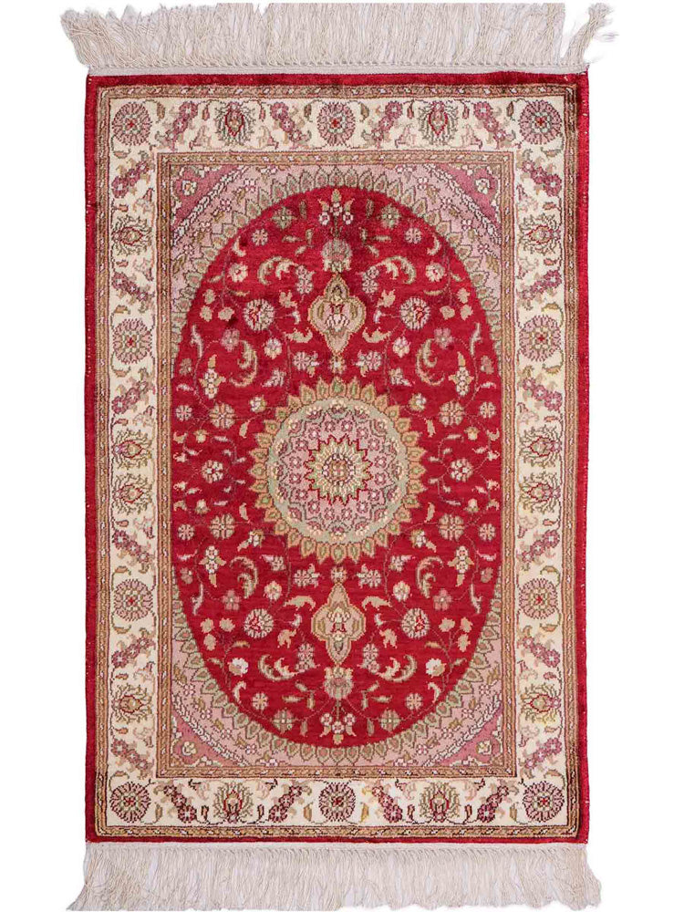 Tapis en soie - Soie chinoise - 90 x 59 cm - rouge