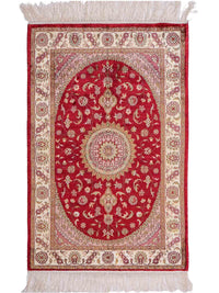 Tapis en soie - Soie chinoise - 90 x 59 cm - rouge