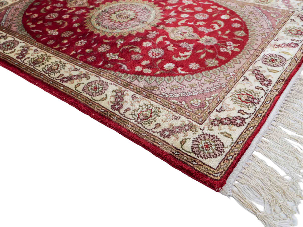 Tapis en soie - Soie chinoise - 90 x 59 cm - rouge