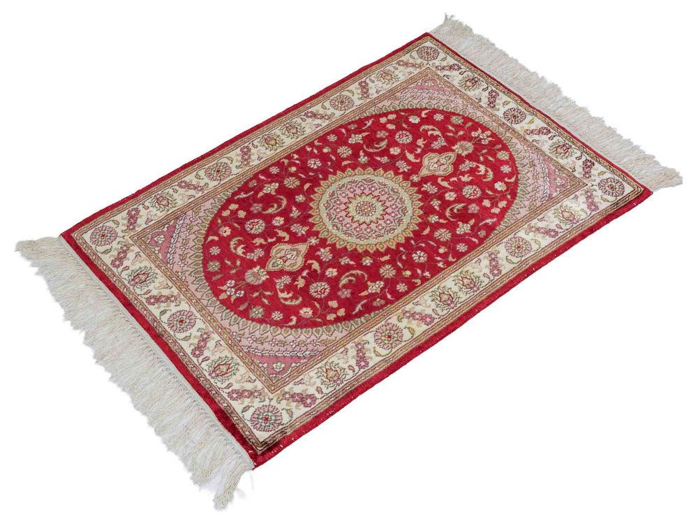 Tapis en soie - Soie chinoise - 90 x 59 cm - rouge