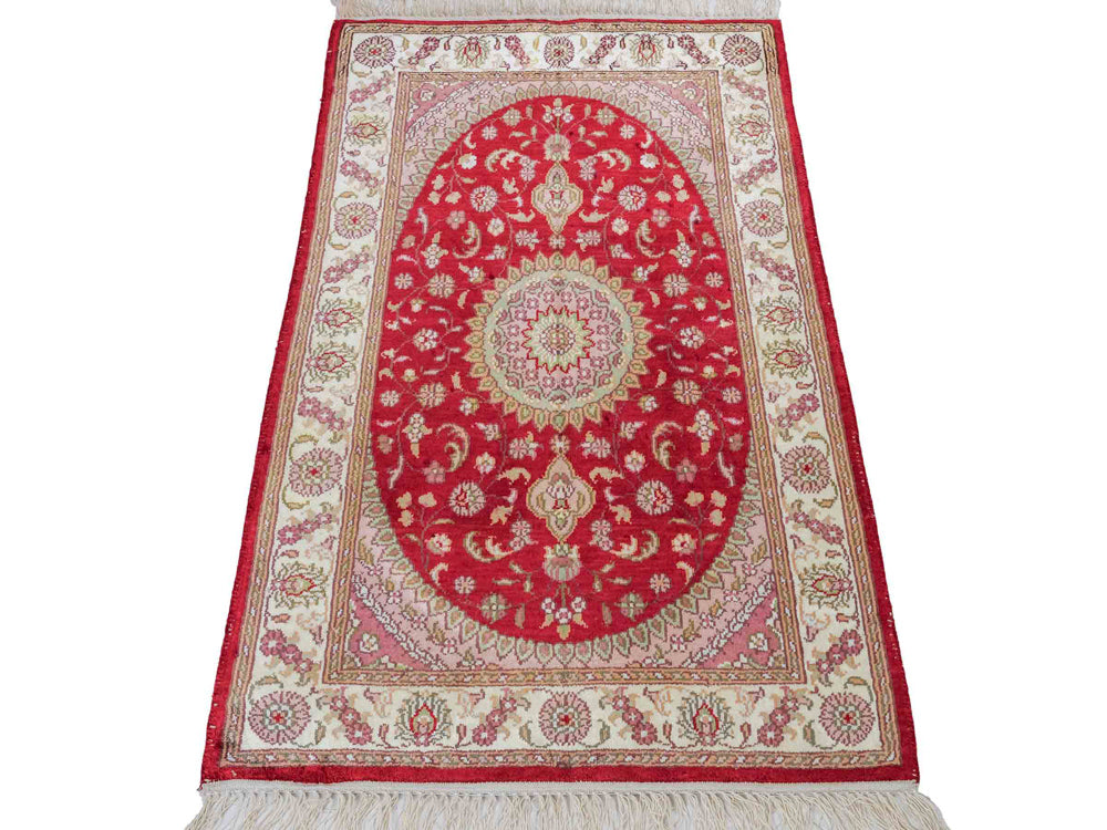 Tapis en soie - Soie chinoise - 90 x 59 cm - rouge