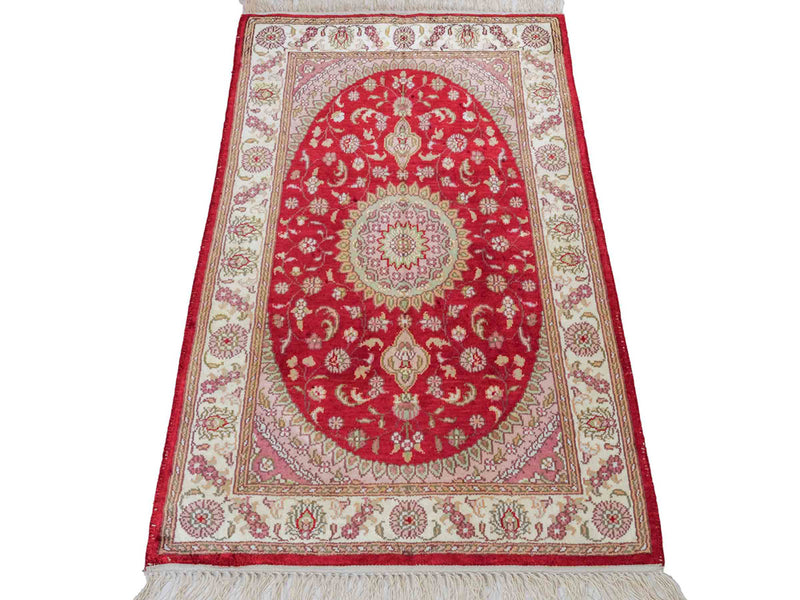 Tapis en soie - Soie chinoise - 90 x 59 cm - rouge