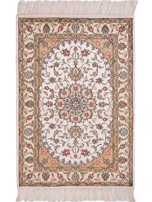 Tapis en soie - Soie chinoise - 91 x 61 cm - beige