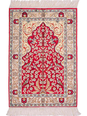 Tapis en soie - Soie chinoise - 86 x 58 cm - rouge clair