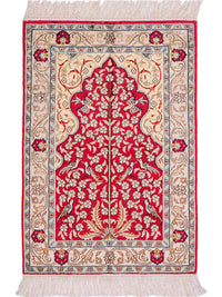 Tapis en soie - Soie chinoise - 86 x 58 cm - rouge clair