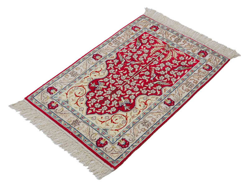 Tapis en soie - Soie chinoise - 86 x 58 cm - rouge clair