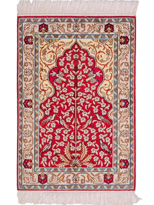 Tapis en soie - Soie chinoise - 89 x 58 cm - rouge clair