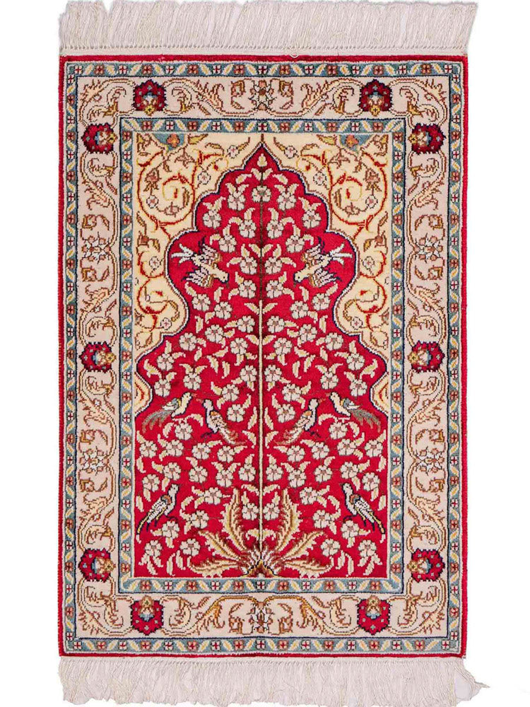 Tapis en soie - Soie chinoise - 89 x 58 cm - rouge clair