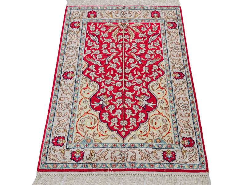 Tapis en soie - Soie chinoise - 89 x 58 cm - rouge clair