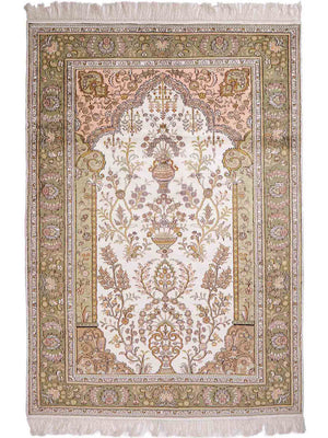 Tapis en soie - Soie chinoise - 181 x 123 cm - beige