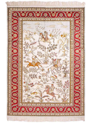 Tapis en soie - Soie chinoise - 184 x 125 cm - beige