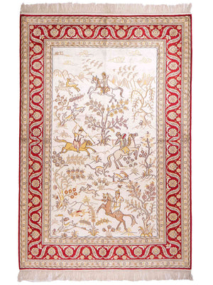 Tapis en soie - Soie chinoise - 185 x 127 cm - beige