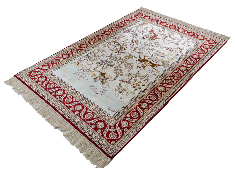 Tapis en soie - Soie chinoise - 185 x 124 cm - beige