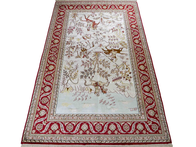 Tapis en soie - Soie chinoise - 185 x 124 cm - beige