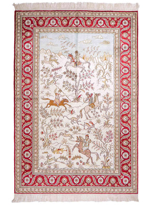 Tapis en soie - Soie chinoise - 185 x 126 cm - beige
