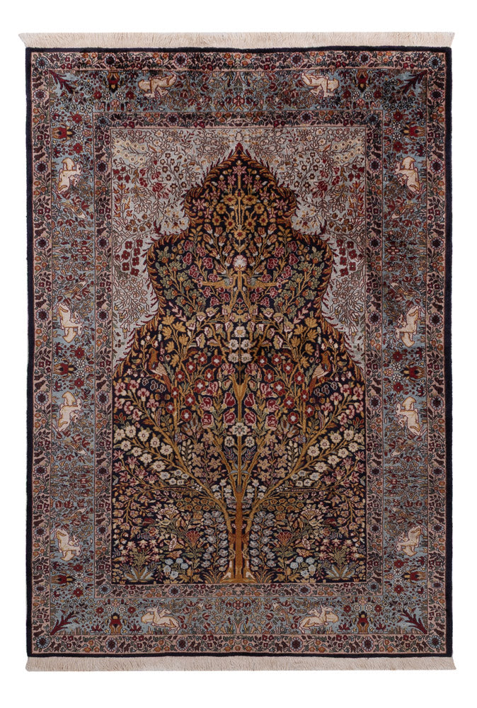 Tapis en soie du Cachemire Tapis 185x122cm - Tapis oriental