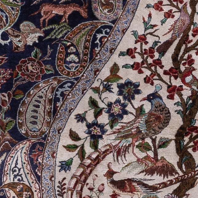 Tapis persan - Ghom - 195 x 140 cm - bleu foncé