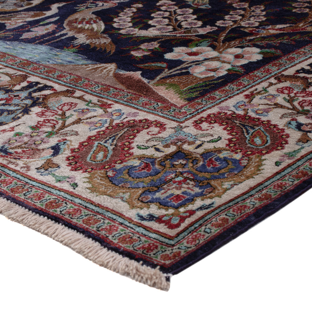 Tapis persan - Ghom - 195 x 140 cm - bleu foncé