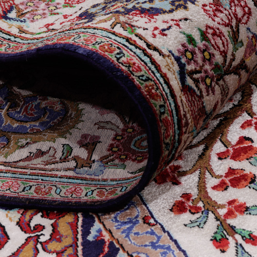 Tapis persan - Ghom - 195 x 140 cm - bleu foncé