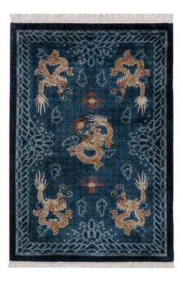 Seidenteppich - China Seide - 187 x 123 cm - blau