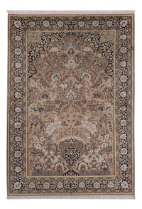 Tapis en soie - Soie du Cachemire - 188 x 126 cm - beige foncé